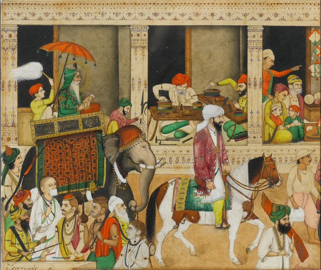 Maharaja Ranjit Singh Procession on Elephant circa 1840